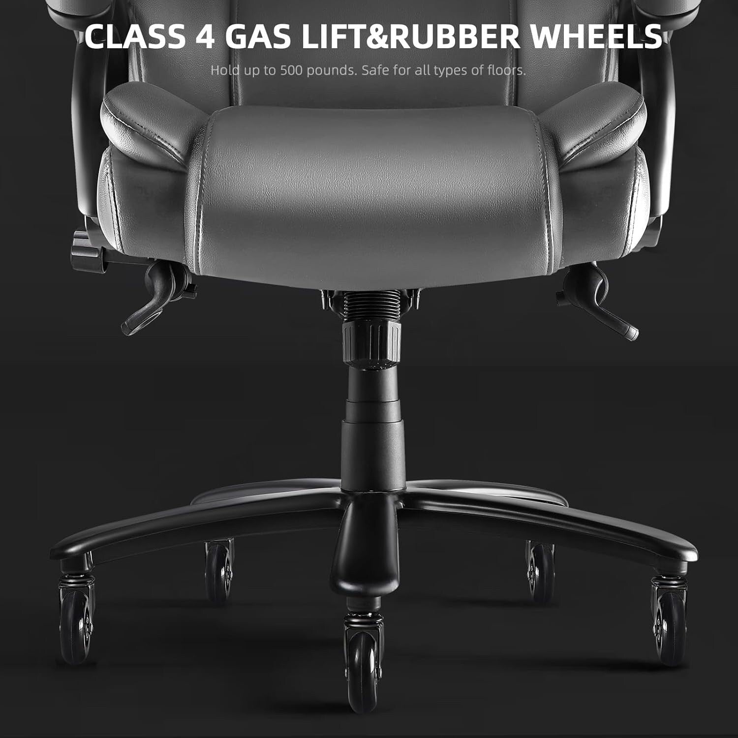 Sedia da ufficio Bossin Big and Tall Executive, sedia ergonomica con supporto lombare regolabile da 500 libbre, schienale alto in pelle PU per computer