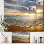 Tramonto luminoso e nuvoloso nell'oceano calmo - Tela artistica con paesaggio marino contemporaneo