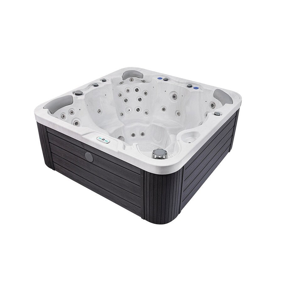 Buenospa Jersey 6 - 46 persone - Vasca idromassaggio a getto, bianco ghiaccio, grigio con ozono e luci a LED