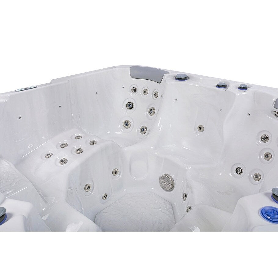 Buenospa Jersey 6 - 46 persone - Vasca idromassaggio a getto, bianco ghiaccio, grigio con ozono e luci a LED