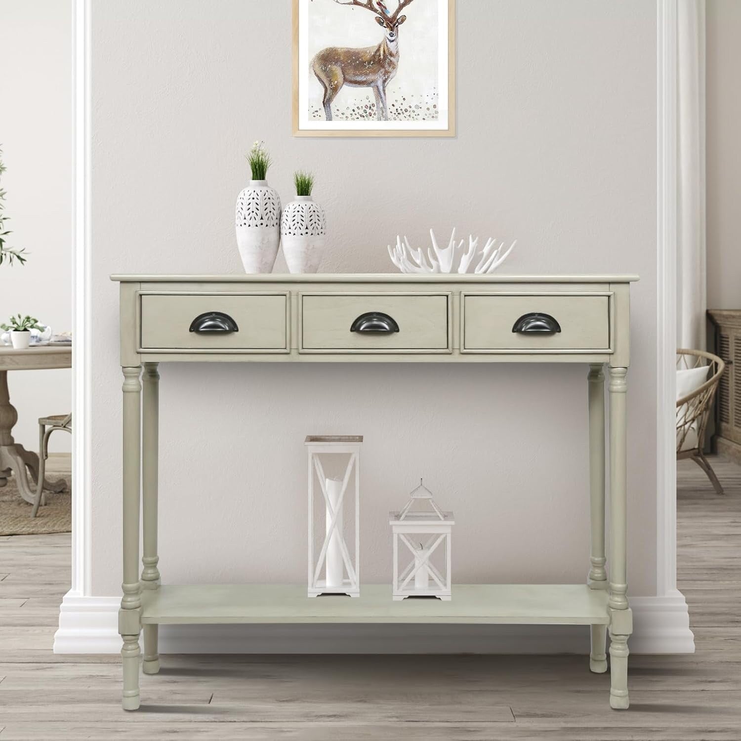 Tavolo da ingresso consolle a 3 cassetti Burlington Wood