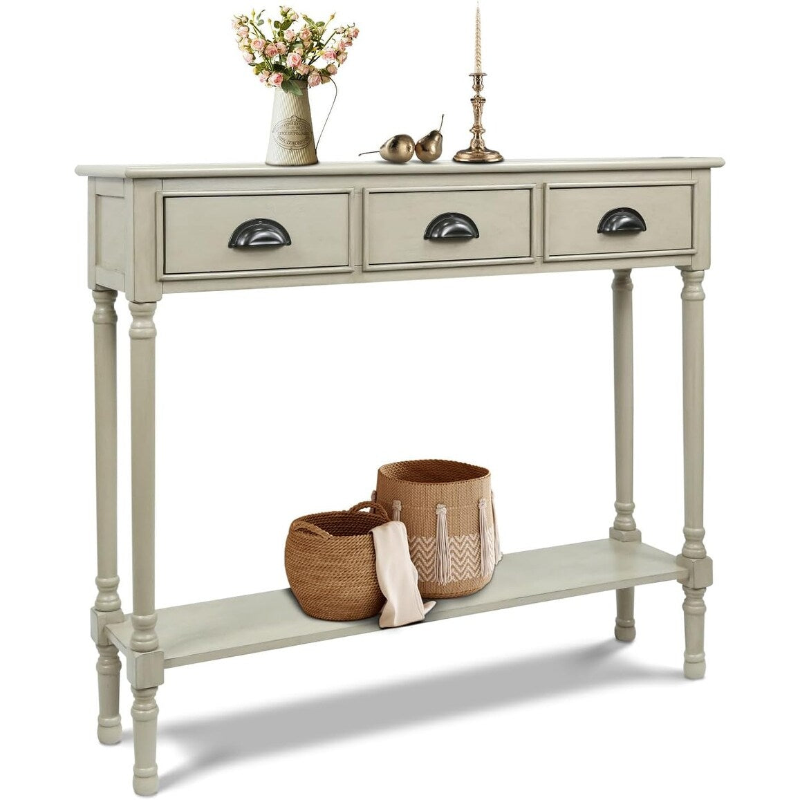 Tavolo da ingresso consolle a 3 cassetti Burlington Wood