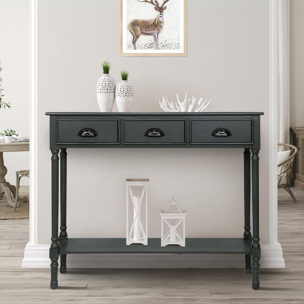 Tavolo da ingresso consolle a 3 cassetti Burlington Wood