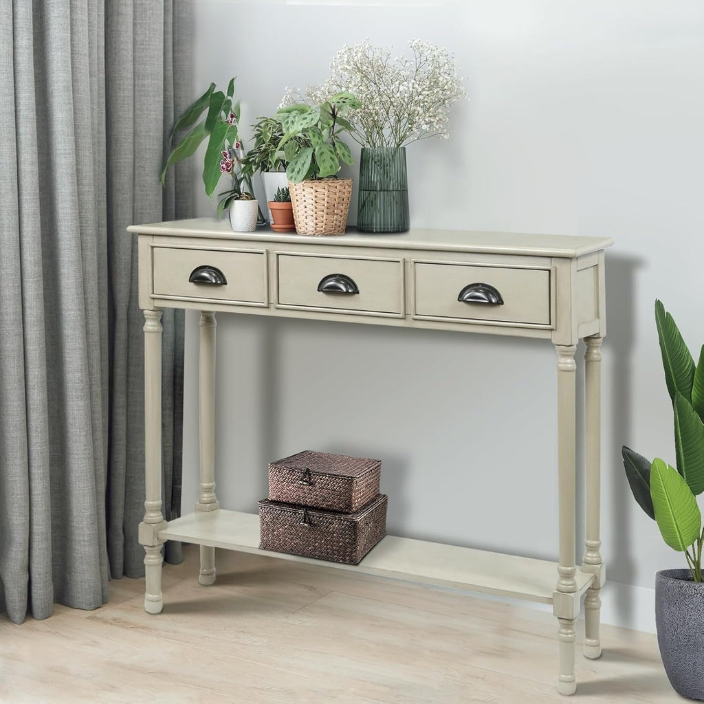 Tavolo da ingresso consolle a 3 cassetti Burlington Wood