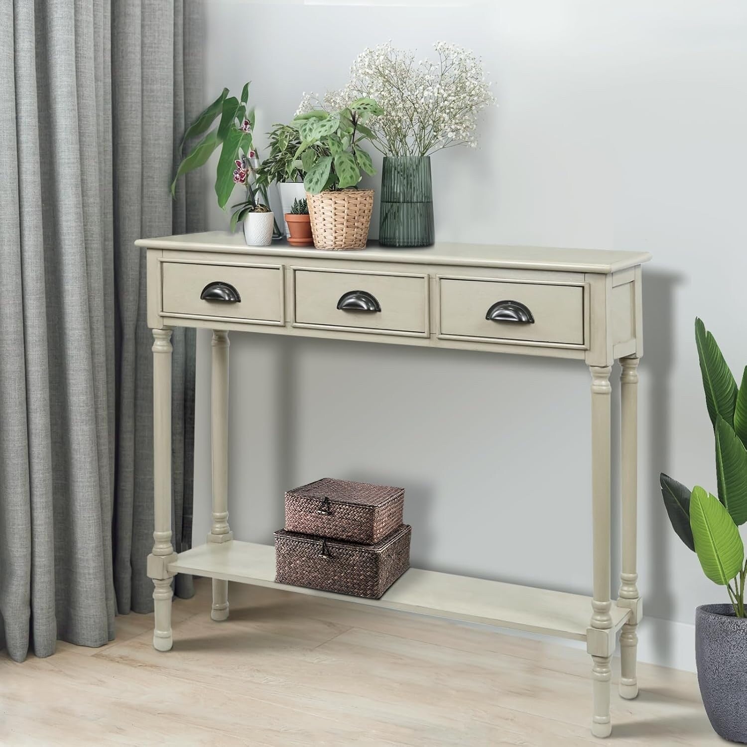 Tavolo da ingresso consolle a 3 cassetti Burlington Wood