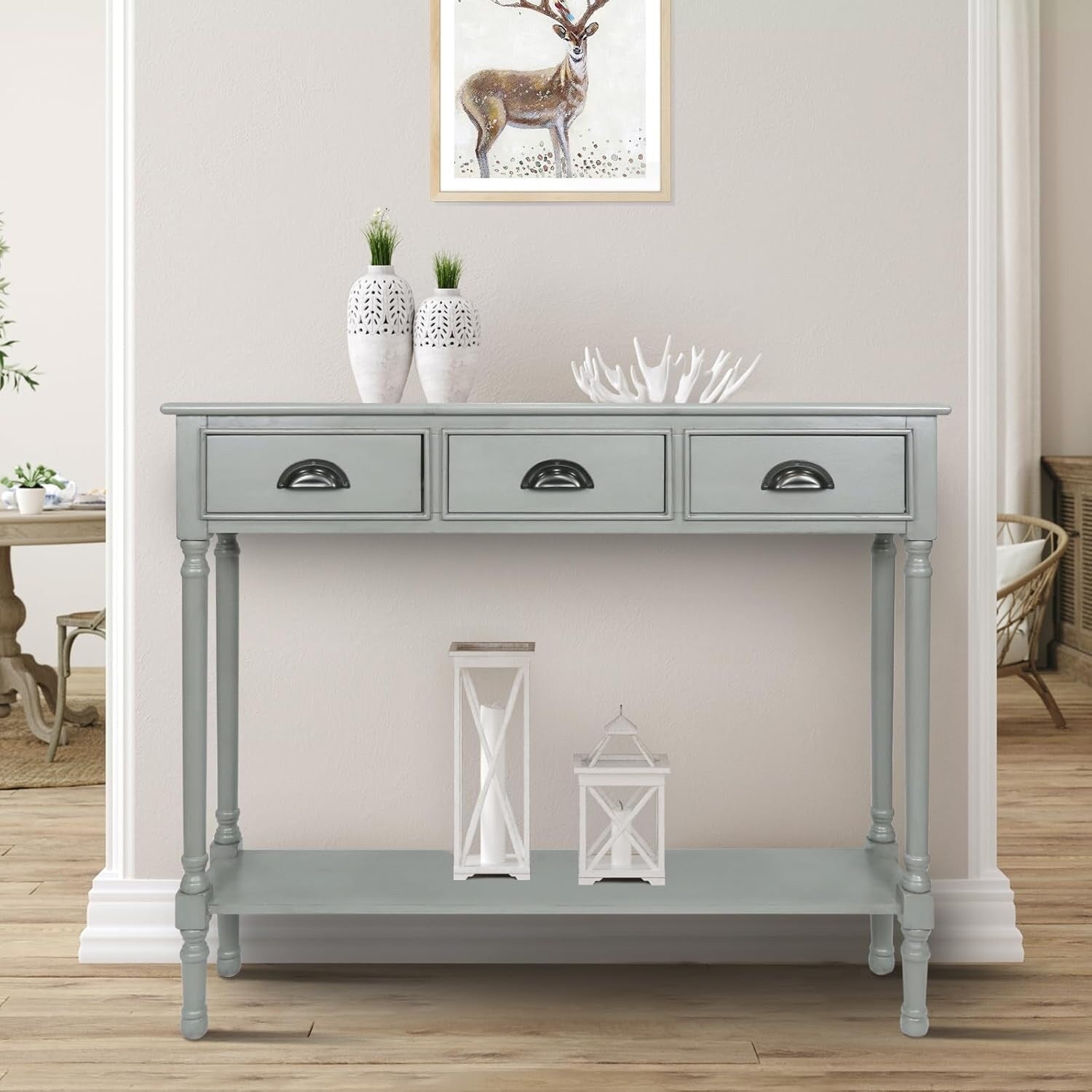 Tavolo da ingresso consolle a 3 cassetti Burlington Wood