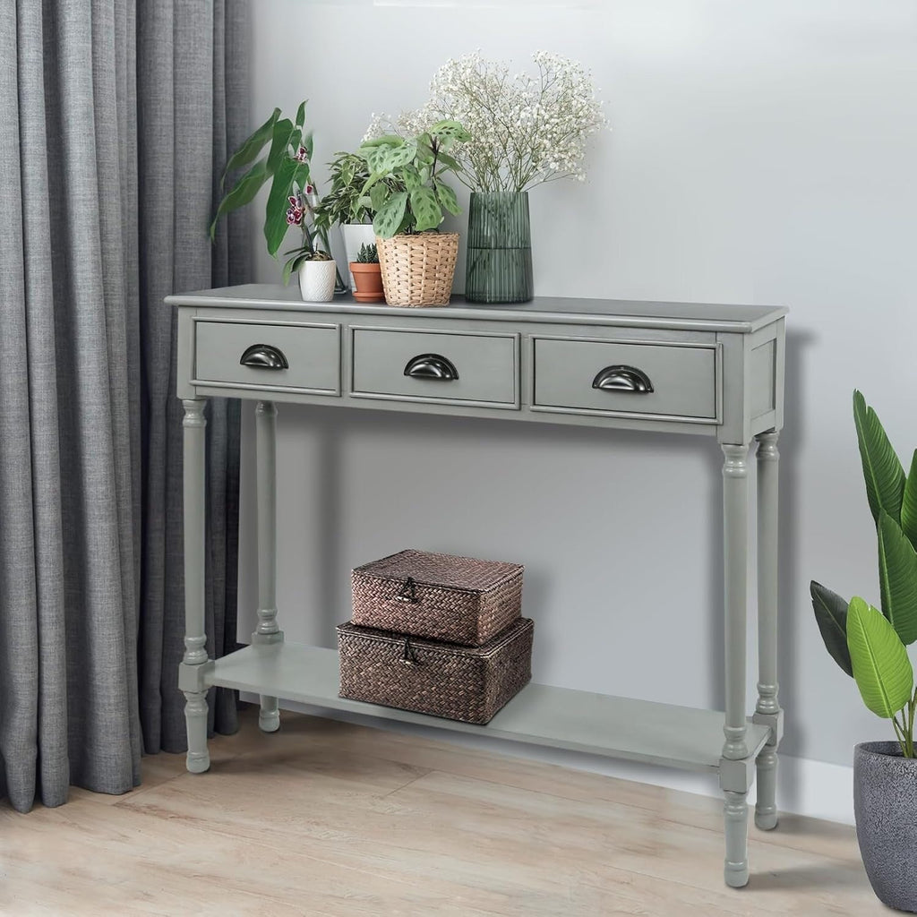 Tavolo da ingresso consolle a 3 cassetti Burlington Wood