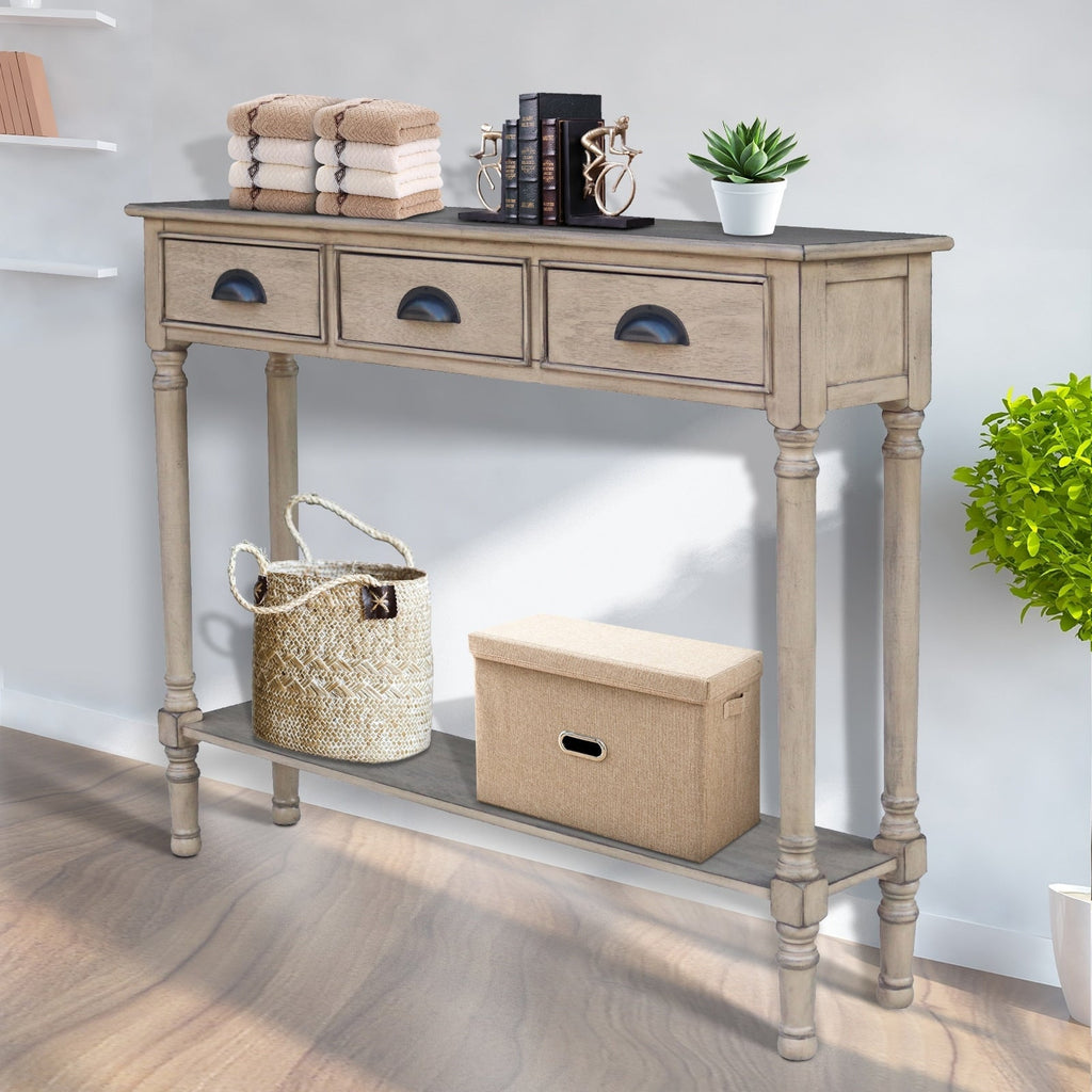 Tavolo da ingresso consolle a 3 cassetti Burlington Wood