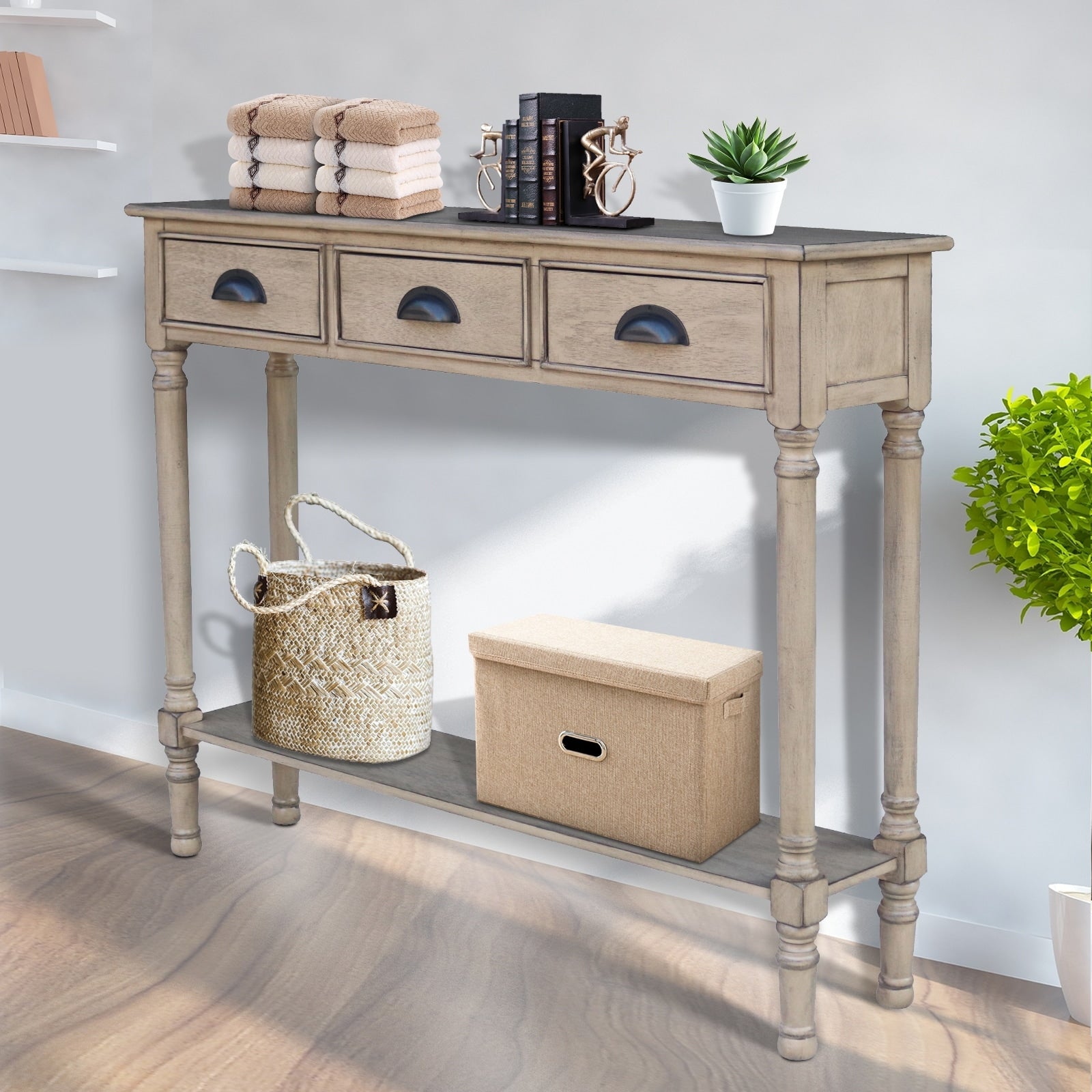 Tavolo da ingresso consolle a 3 cassetti Burlington Wood