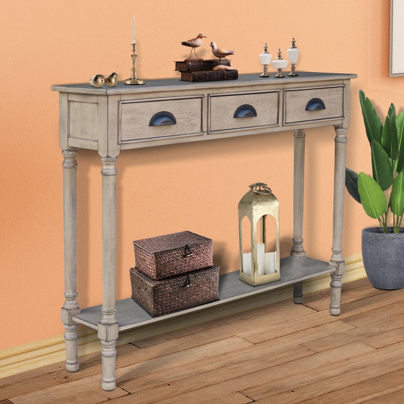 Tavolo da ingresso consolle a 3 cassetti Burlington Wood