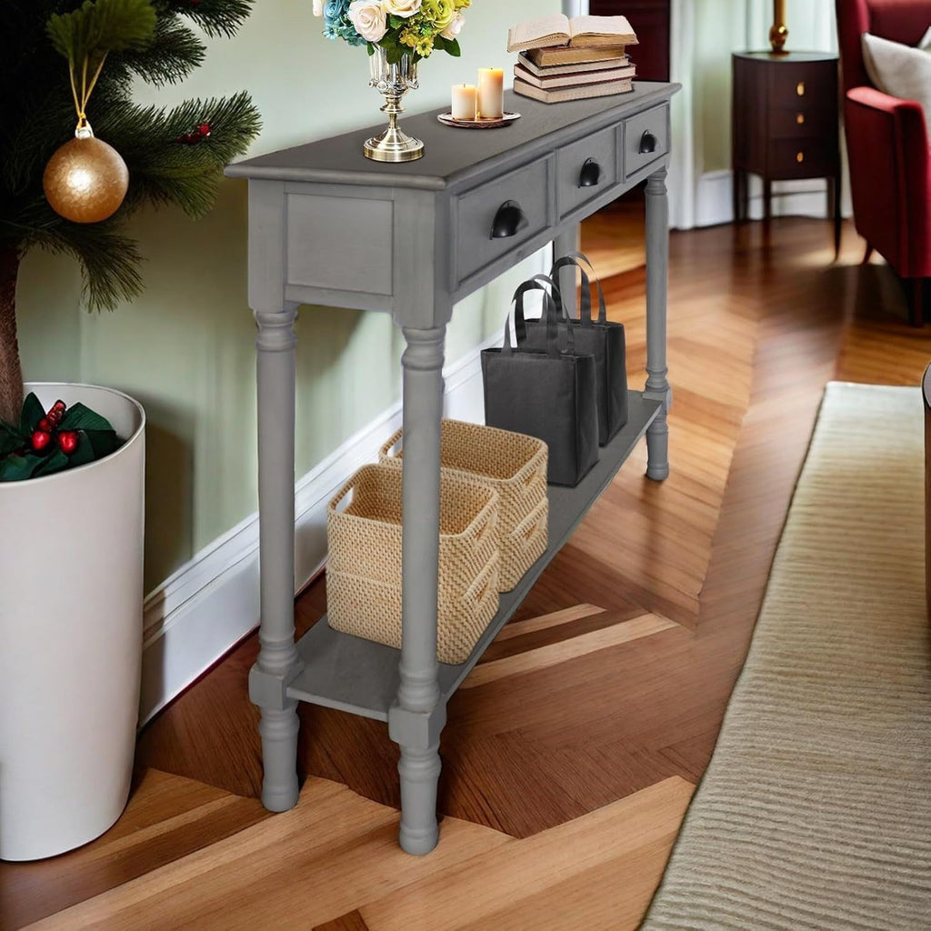 Tavolo da ingresso consolle a 3 cassetti Burlington Wood