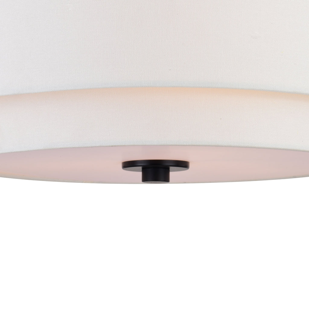 Lampada da soffitto Burnaby Mid-Century Modern con paralume a tamburo in lino bianco