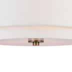 Lampada da soffitto Burnaby Mid-Century Modern con paralume a tamburo in lino bianco