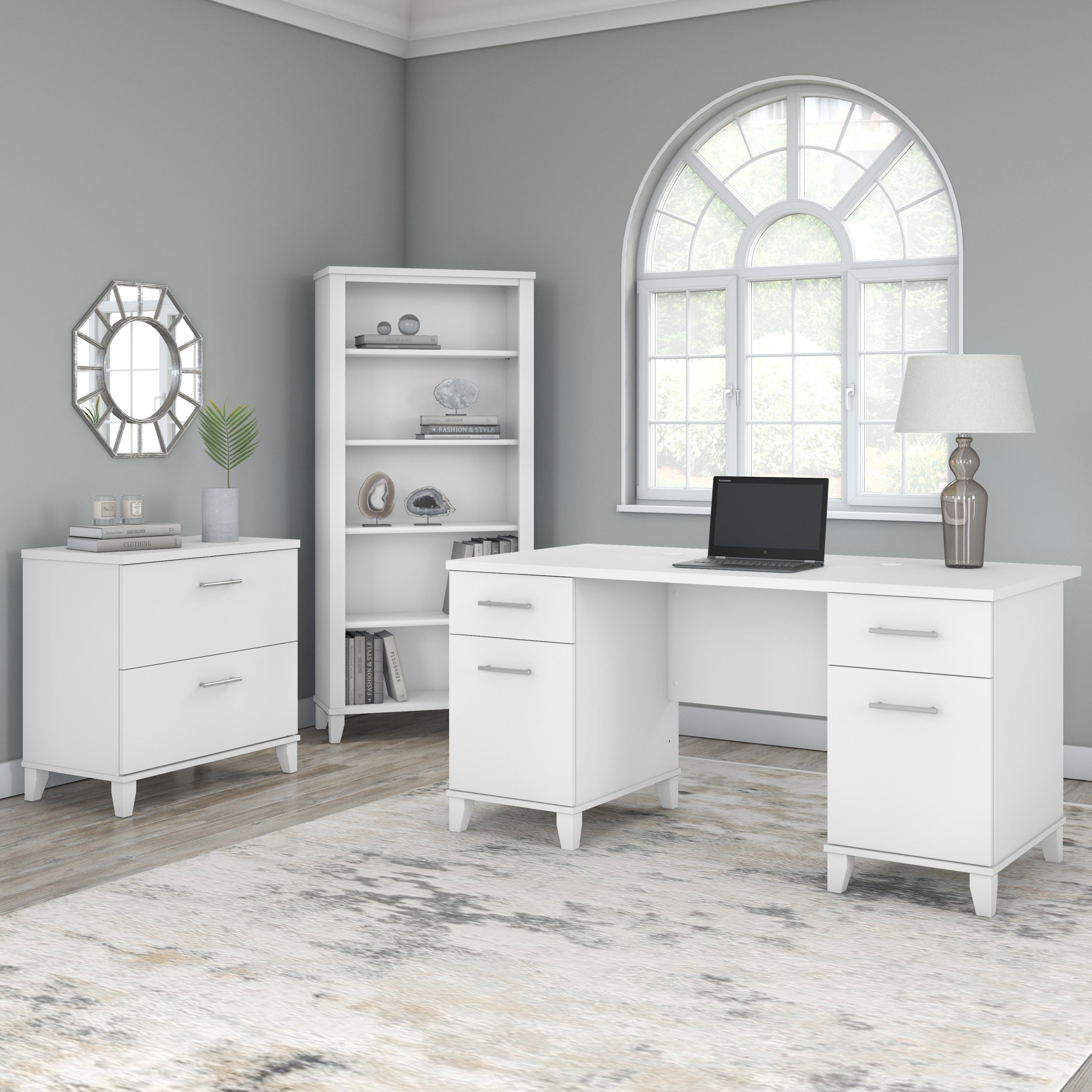 Libreria alta a 5 ripiani Somerset di Bush Furniture con ripiani regolabili
