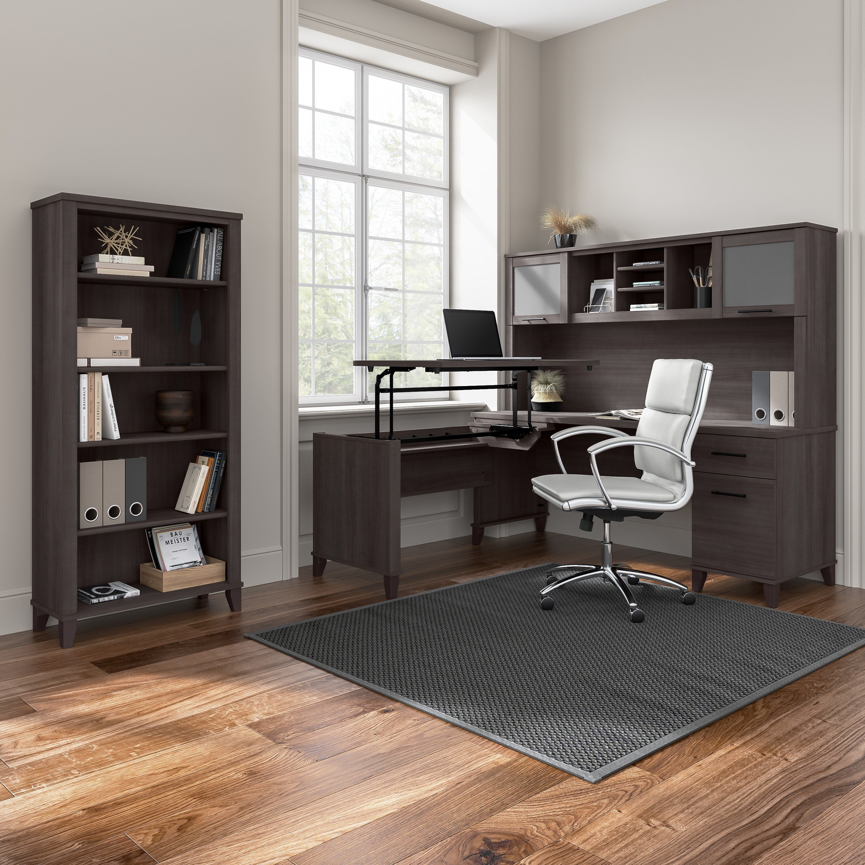 Libreria alta a 5 ripiani Somerset di Bush Furniture con ripiani regolabili