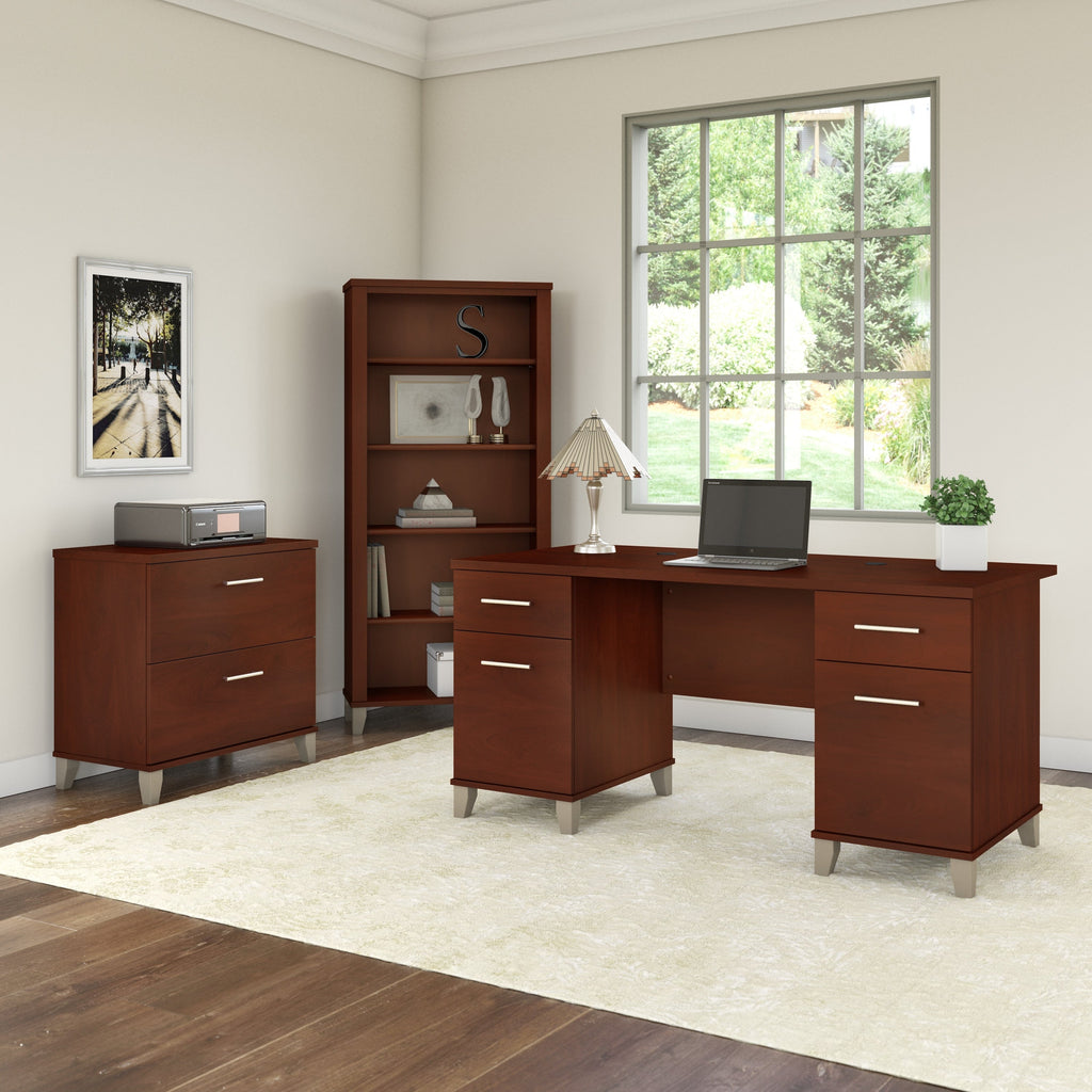 Libreria alta a 5 ripiani Somerset di Bush Furniture con ripiani regolabili