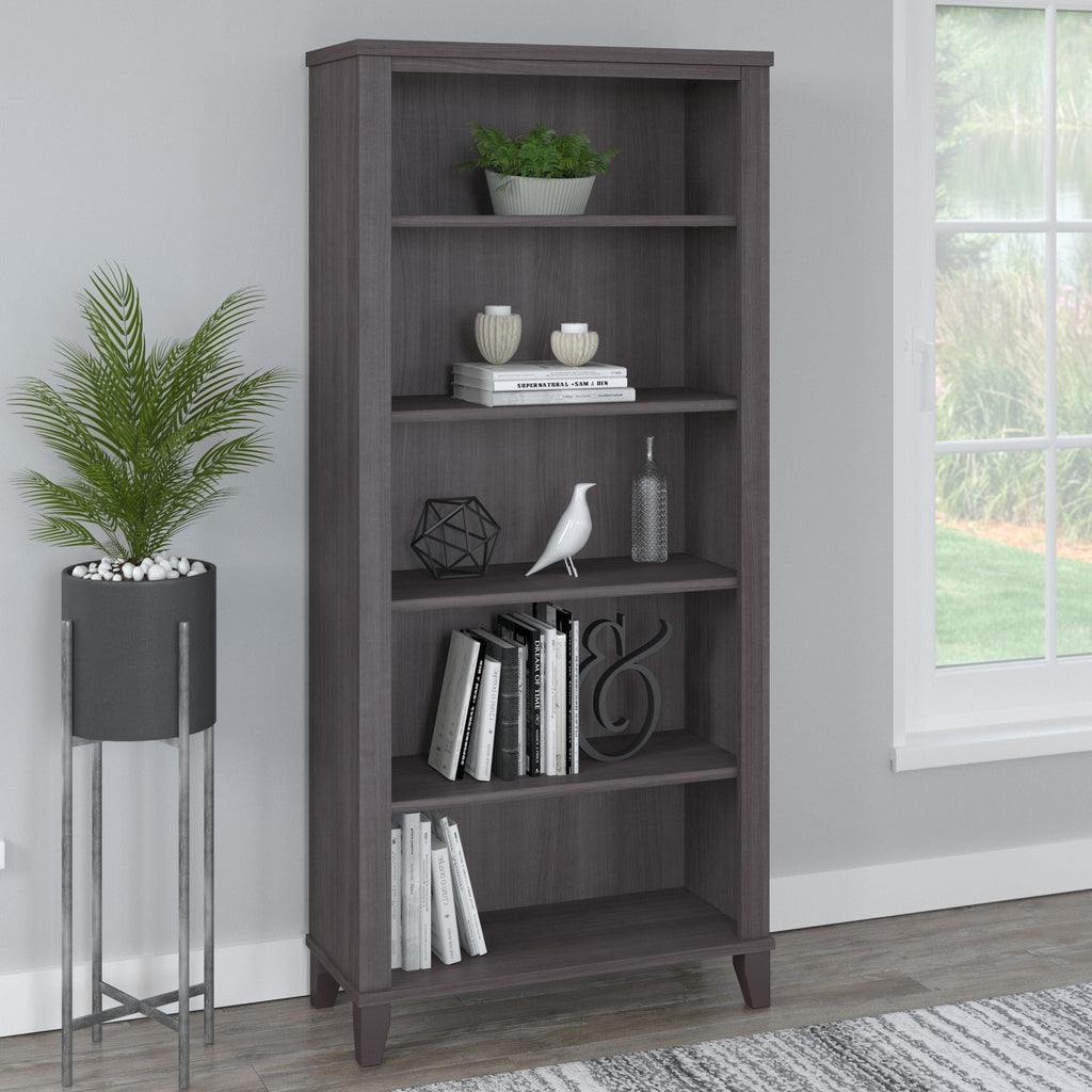 Libreria alta a 5 ripiani Somerset di Bush Furniture con ripiani regolabili
