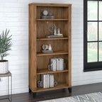 Libreria alta a 5 ripiani Somerset di Bush Furniture con ripiani regolabili
