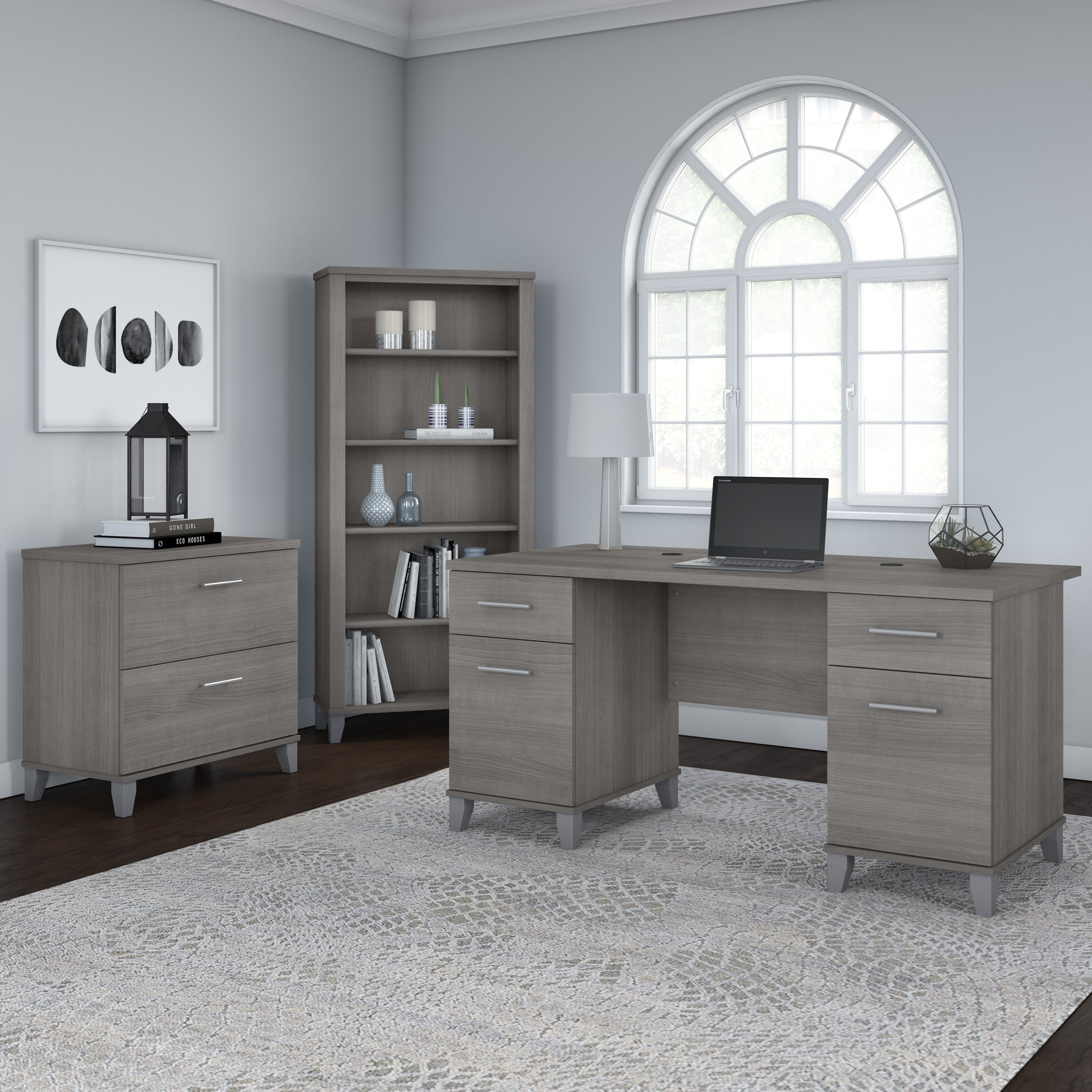 Libreria alta a 5 ripiani Somerset di Bush Furniture con ripiani regolabili