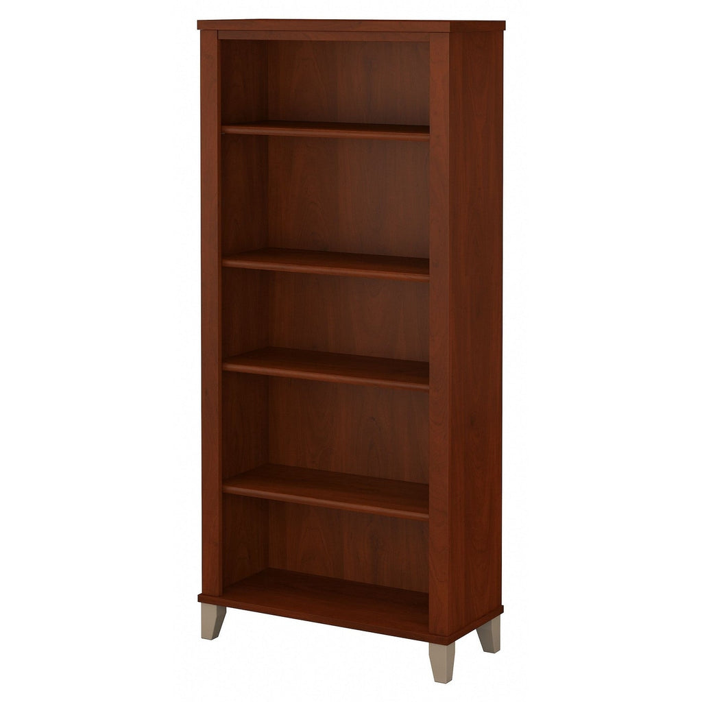 Libreria alta a 5 ripiani Somerset di Bush Furniture con ripiani regolabili