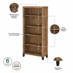 Libreria alta a 5 ripiani Somerset di Bush Furniture con ripiani regolabili