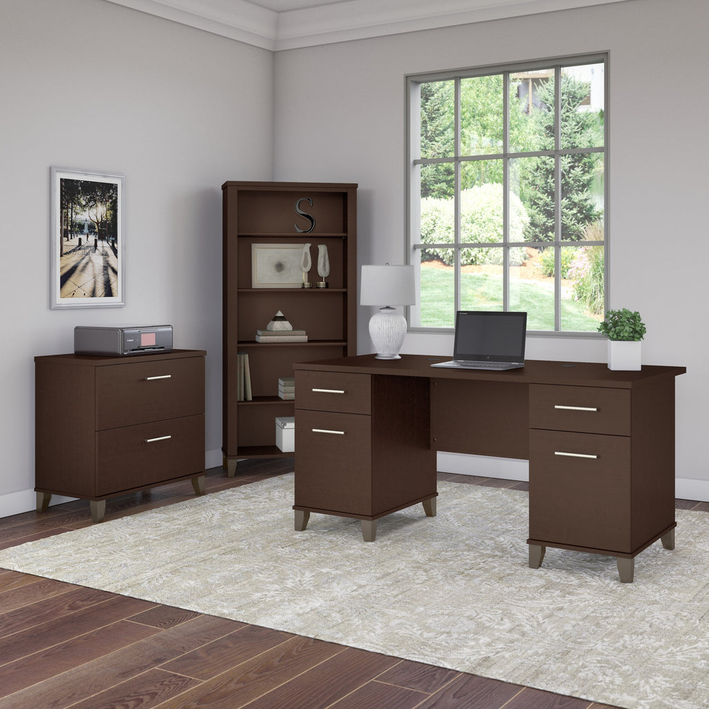 Libreria alta a 5 ripiani Somerset di Bush Furniture con ripiani regolabili