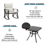 COSIEST - Set di 3 sedie a dondolo da esterno con tavolino laterale
