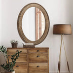 Specchio da parete ovale con cornice in legno Cameo da 32 pollici, specchio da parete per bagno - 31,89 A x 24 L x 1,26 P