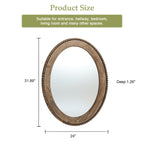 Specchio da parete ovale con cornice in legno Cameo da 32 pollici, specchio da parete per bagno - 31,89 A x 24 L x 1,26 P