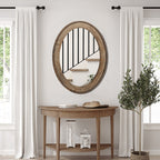 Specchio da parete ovale con cornice in legno Cameo da 32 pollici, specchio da parete per bagno - 31,89 A x 24 L x 1,26 P