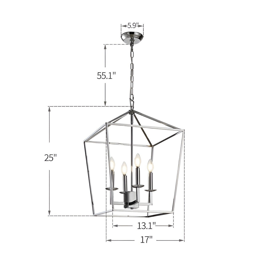 Lampadario a gabbia aperta con lanterna a forma di candela, per scale o isola della cucina - N/D