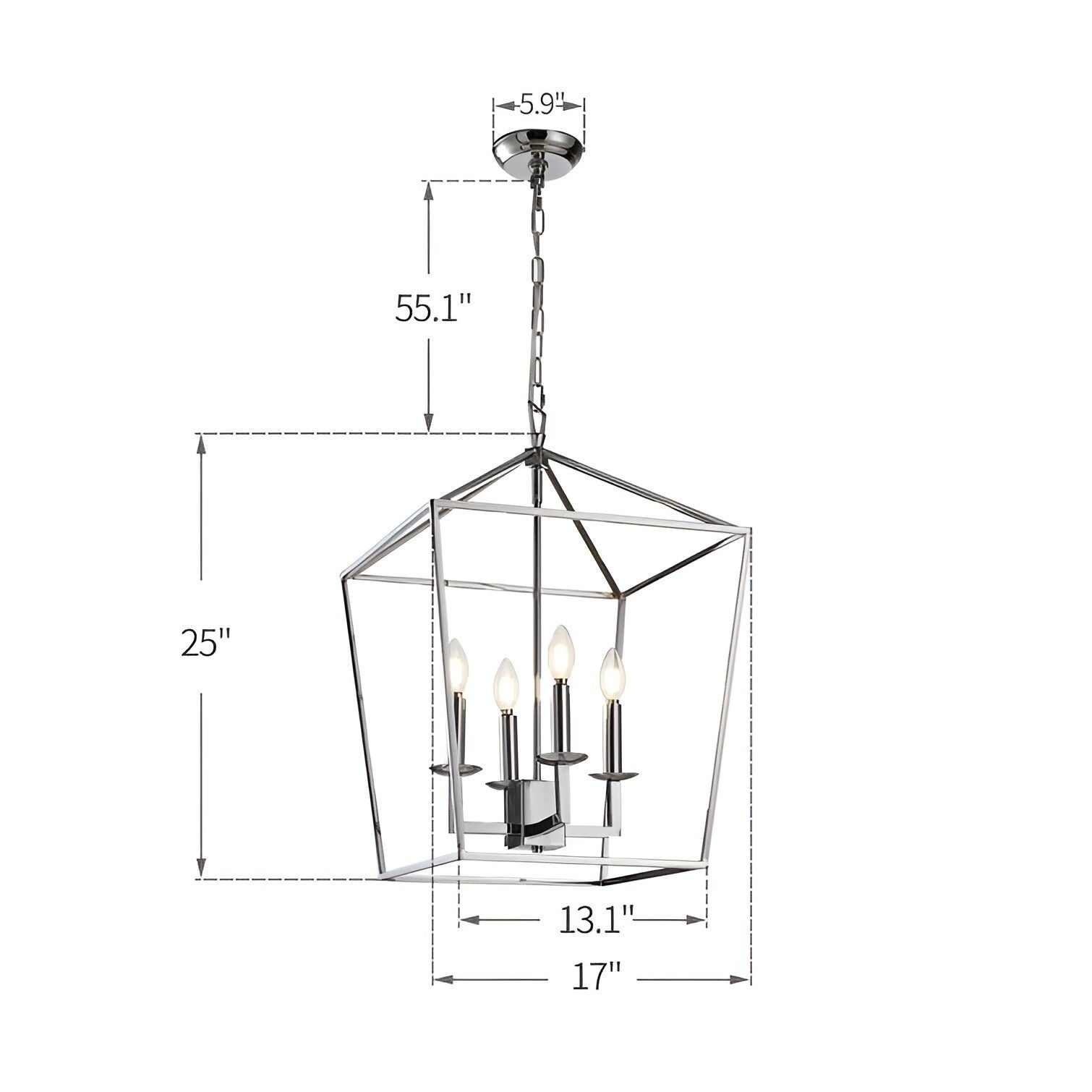 Lampadario a gabbia aperta con lanterna a forma di candela, per scale o isola della cucina - N/D