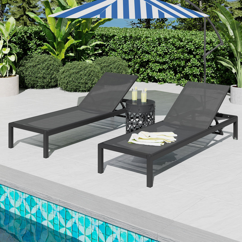 Chaise longue da esterno in alluminio Cape Coral (set da 2) di Christopher Knight Home - 77,56 P x 25,20 L x 11,80 A