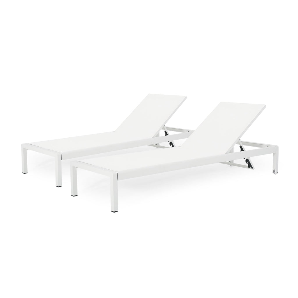 Chaise longue da esterno in alluminio Cape Coral (set da 2) di Christopher Knight Home - 77,56 P x 25,20 L x 11,80 A