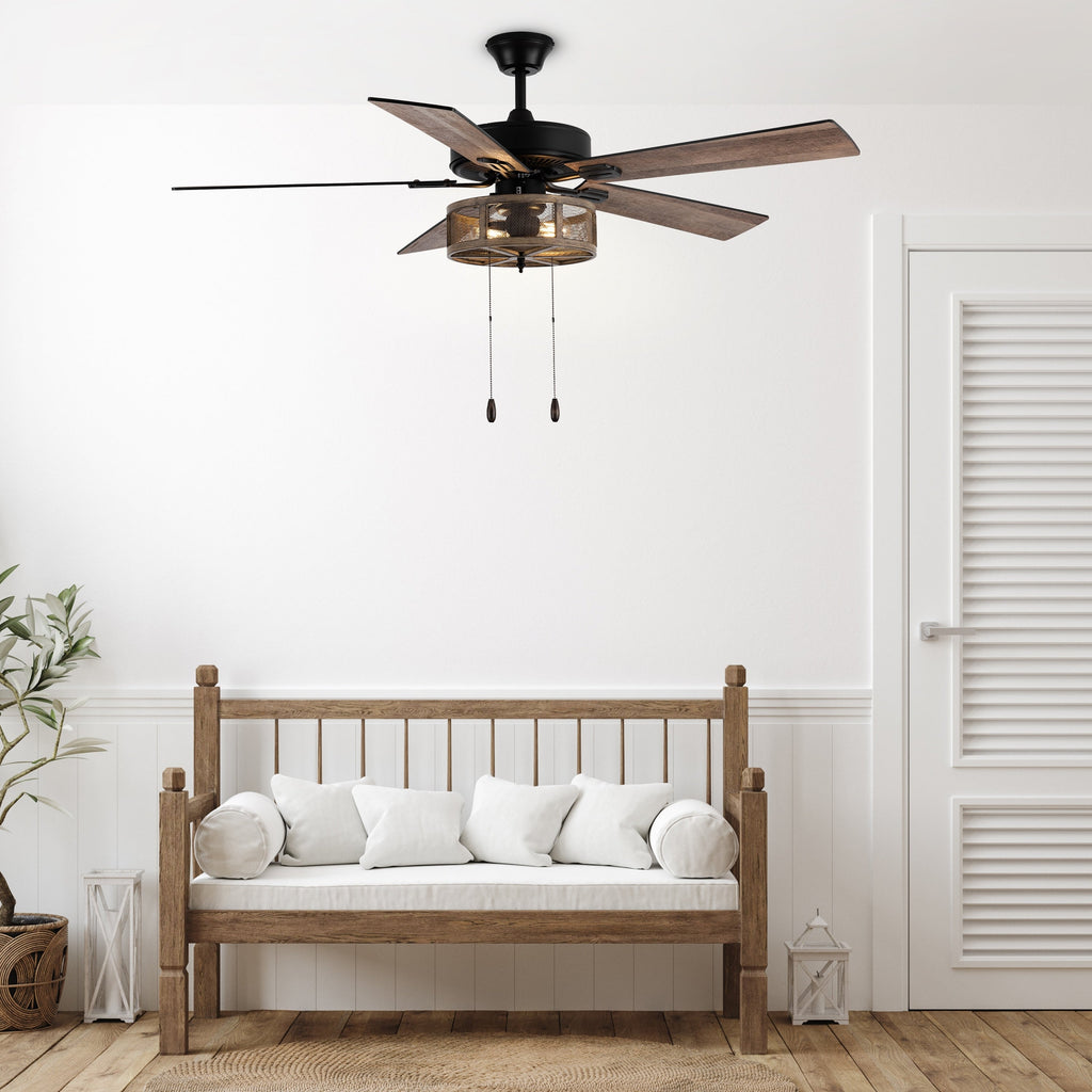 Ventilatore da soffitto a LED da fattoria in metallo spazzolato 52 Carbon Loft