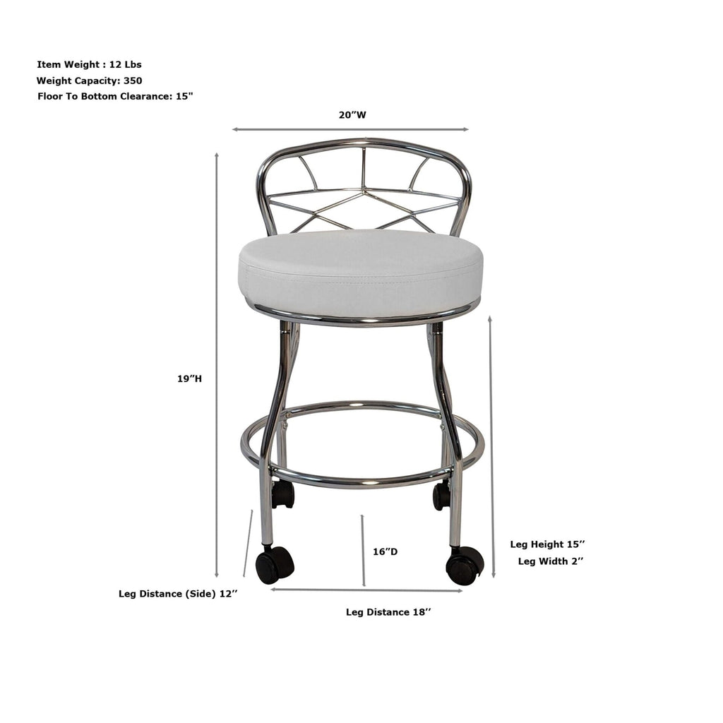 Sgabello da toeletta Diana X-Back con rotelle Carolina Living