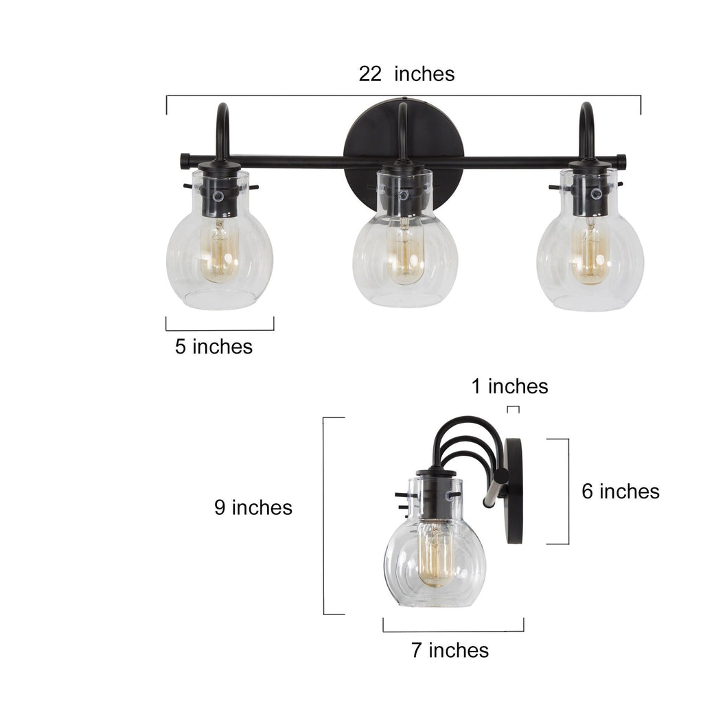Applique da parete in vetro a forma di sfera, moderna, per bagno, a 3 luci, color oro