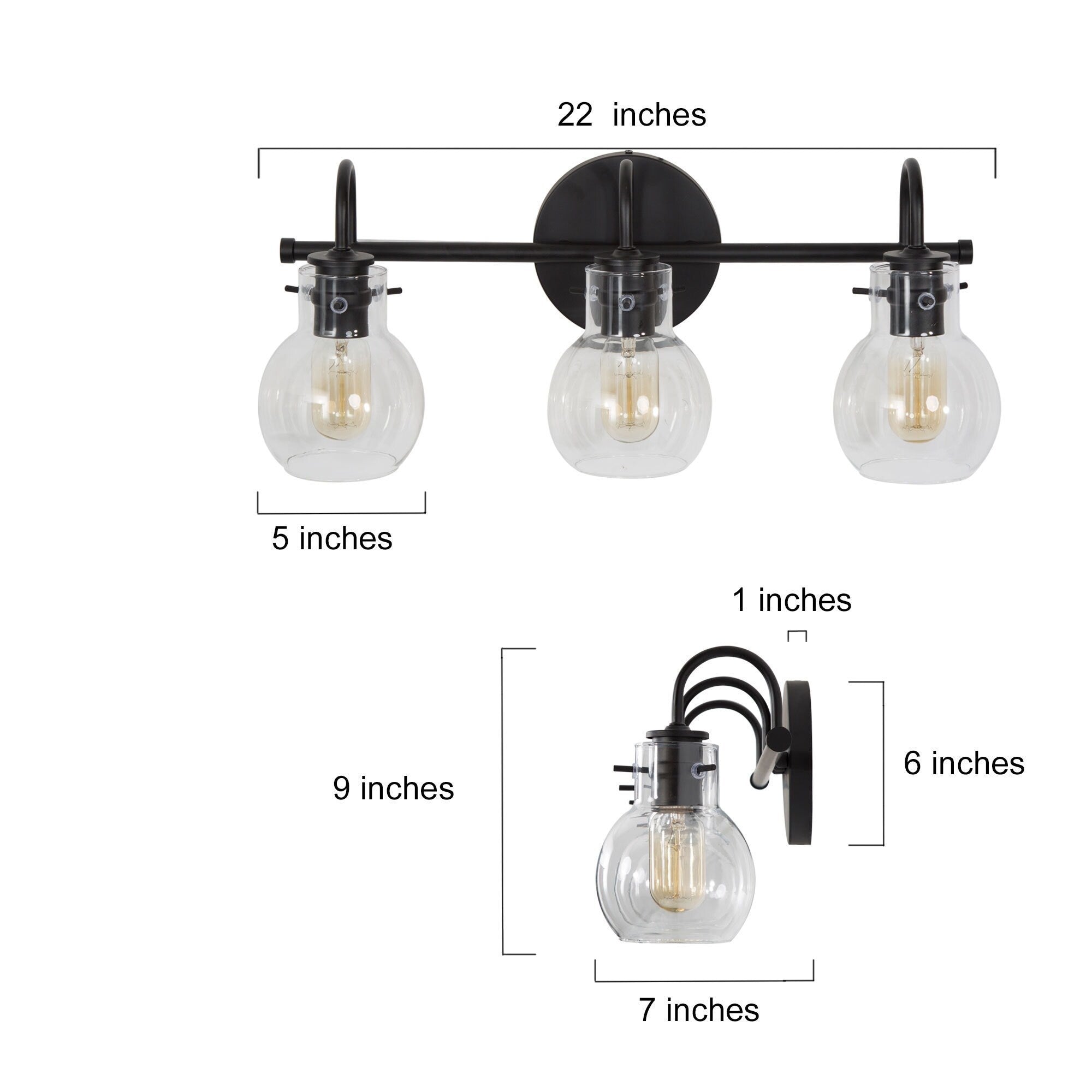 Applique da parete in vetro a forma di sfera, moderna, per bagno, a 3 luci, color oro