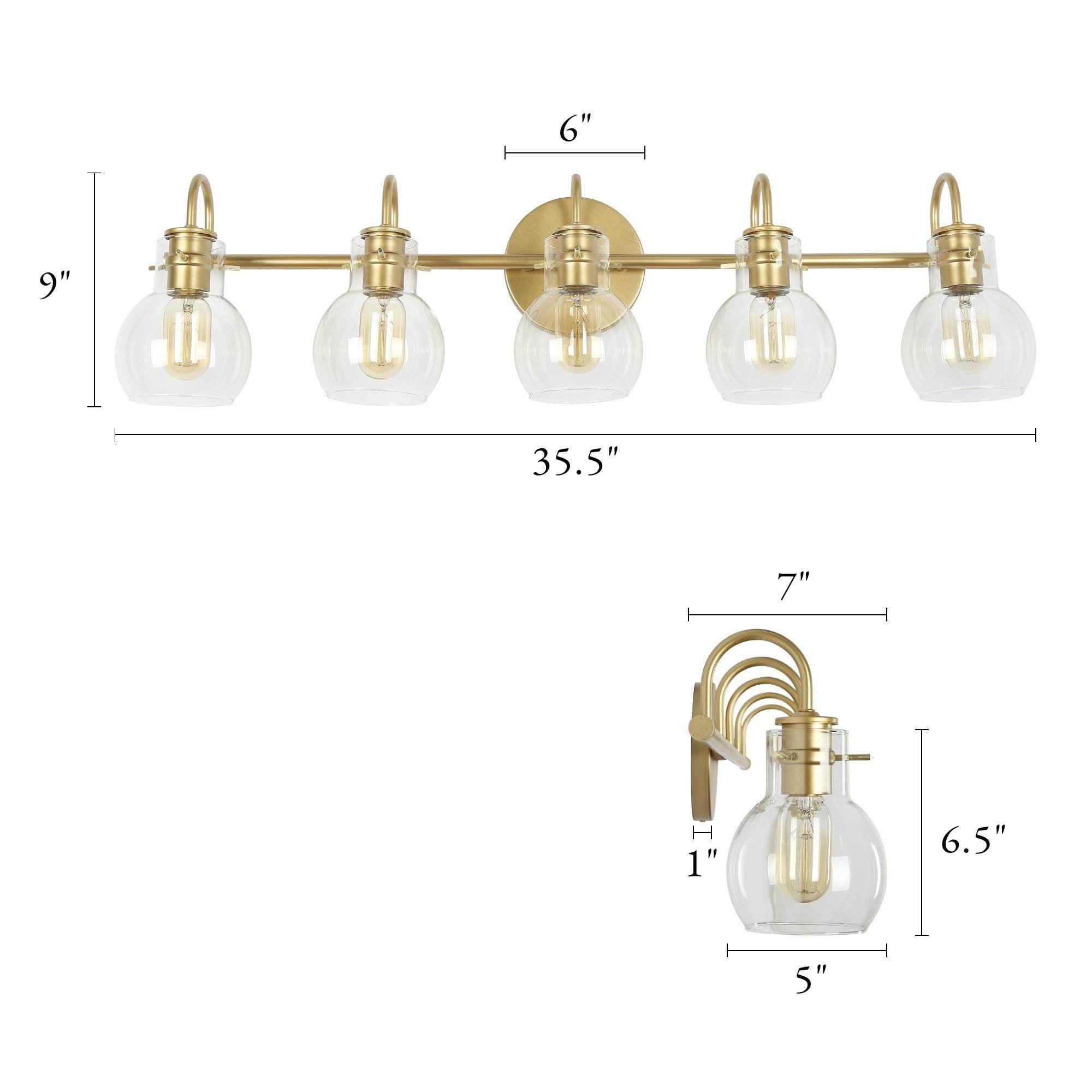 Applique da parete in vetro a forma di sfera, moderna, per bagno, a 3 luci, color oro