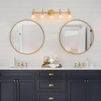 Applique da parete in vetro a forma di sfera, moderna, per bagno, a 3 luci, color oro