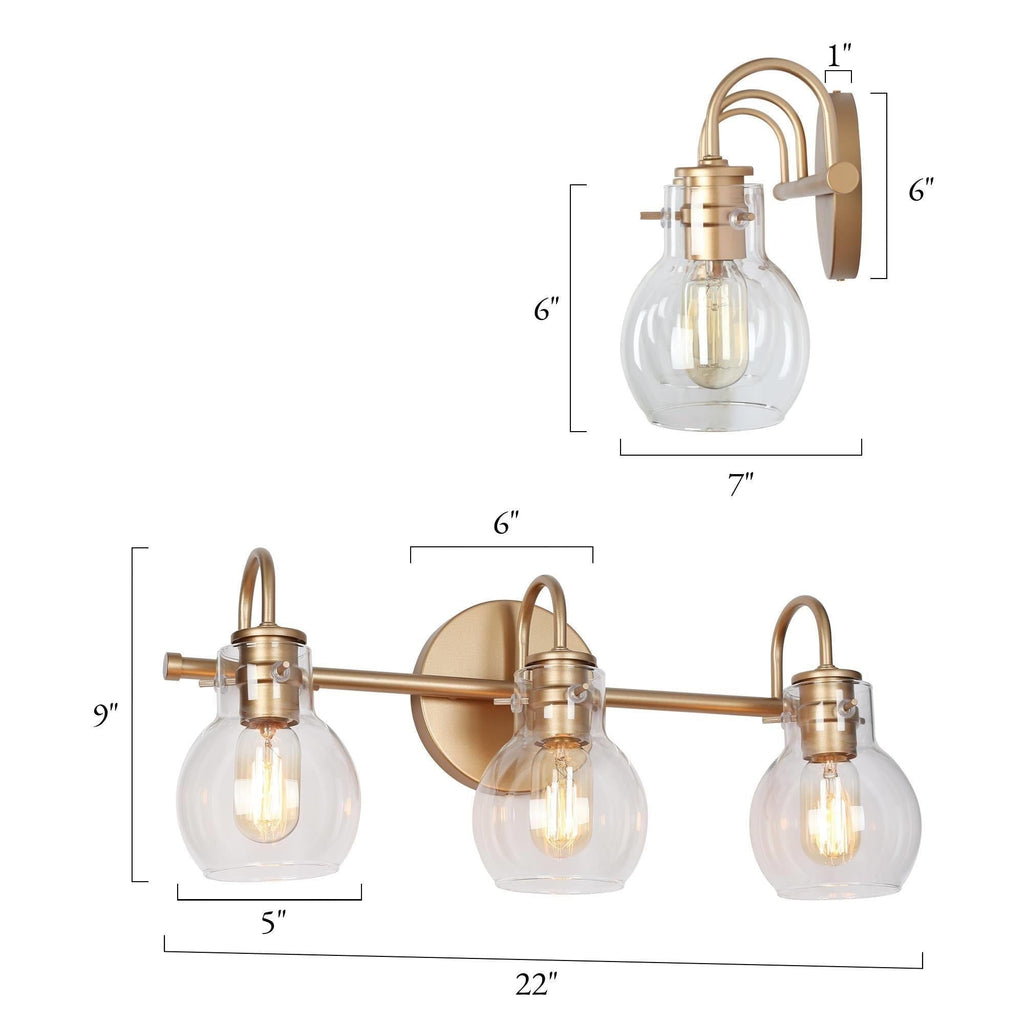 Applique da parete in vetro a forma di sfera, moderna, per bagno, a 3 luci, color oro
