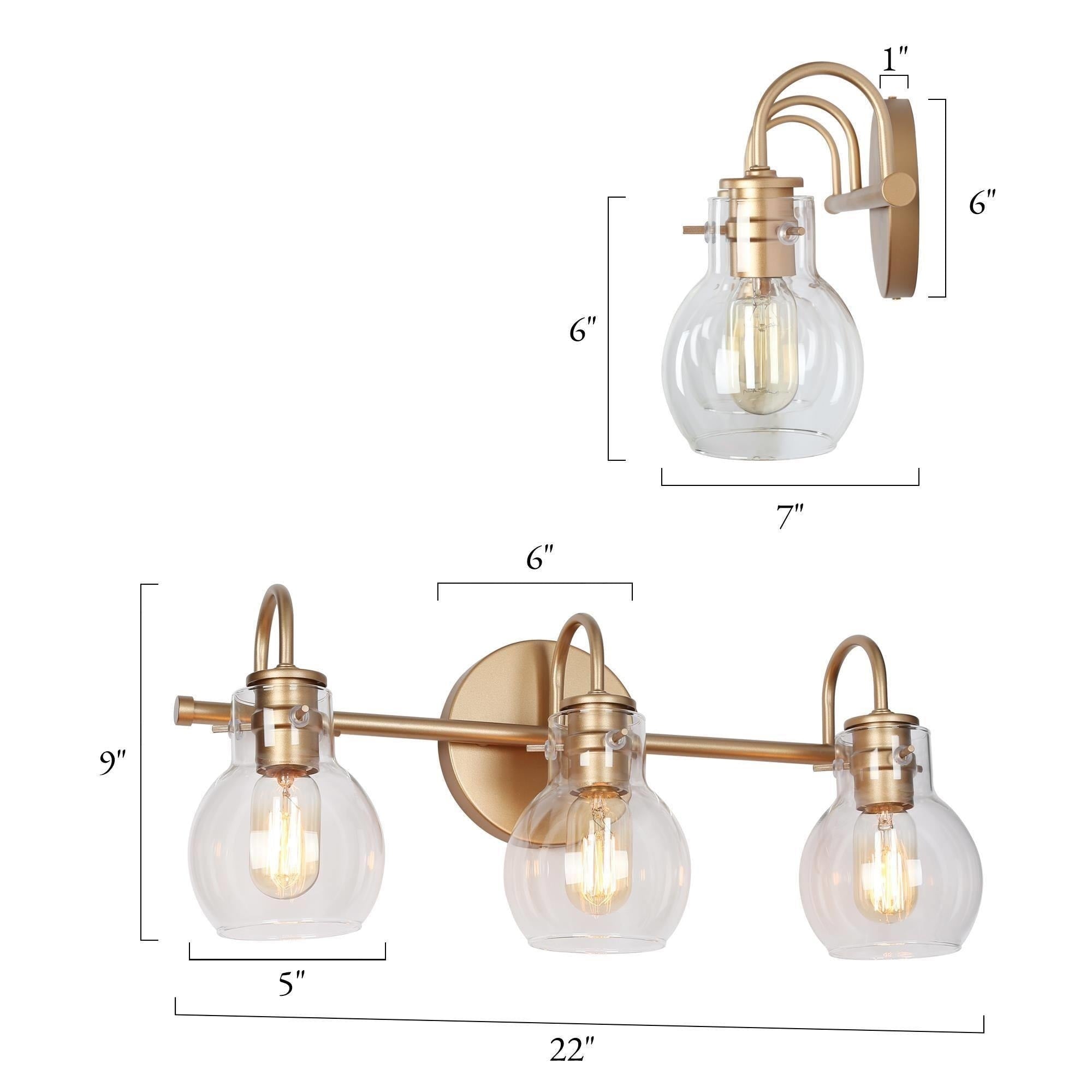 Applique da parete in vetro a forma di sfera, moderna, per bagno, a 3 luci, color oro