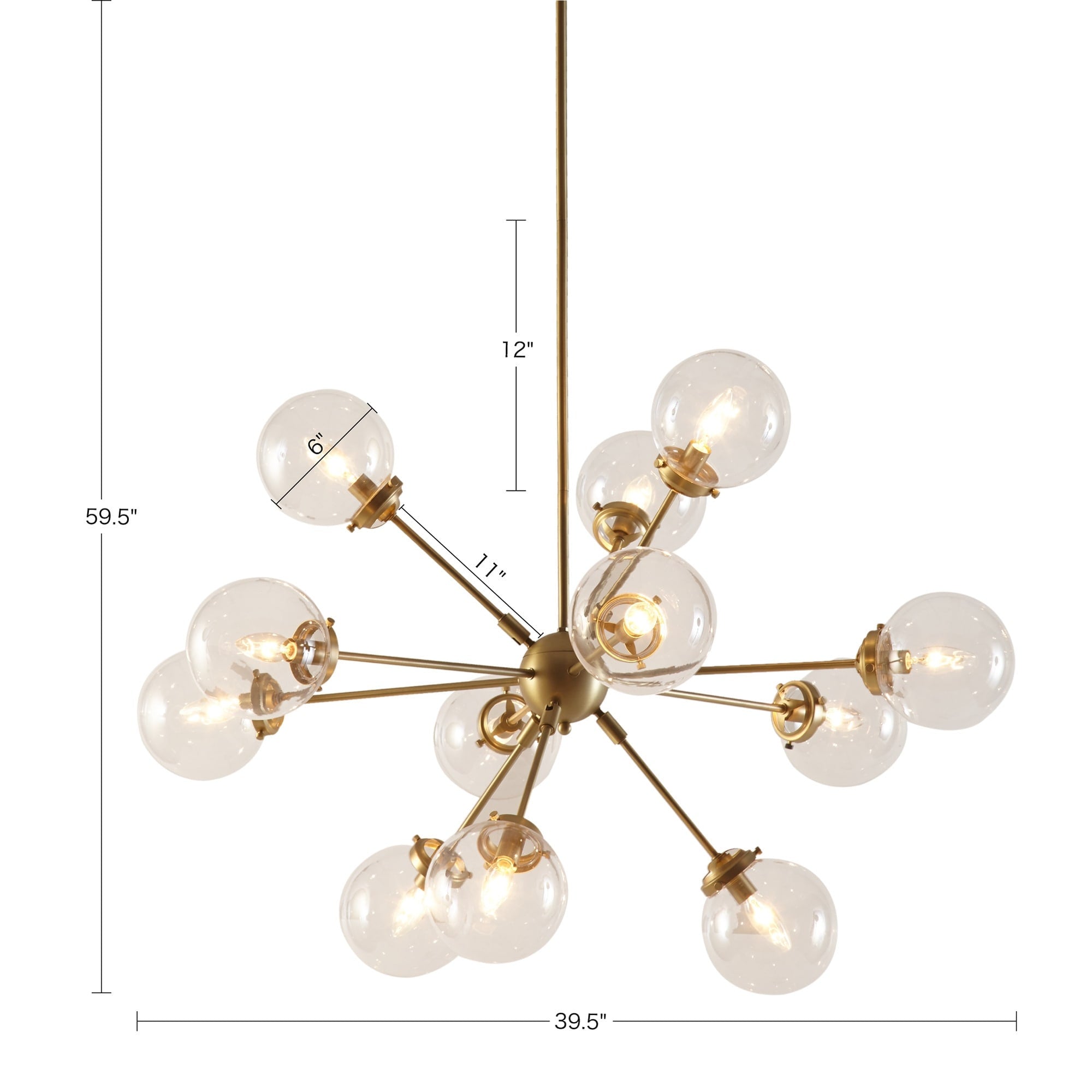 Lampadario INK+IVY Paige a 12 luci con lampadine a globo oversize
