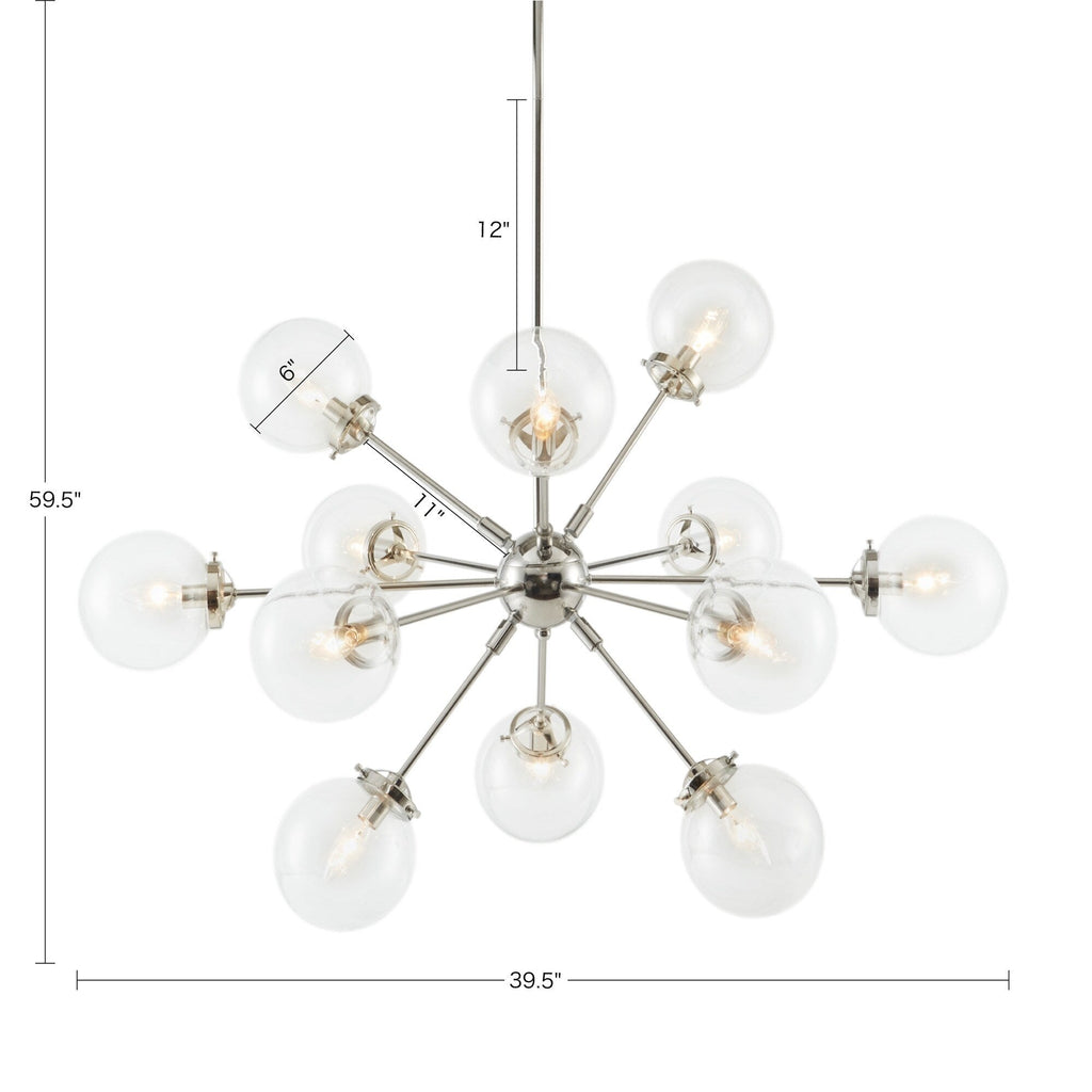 Lampadario INK+IVY Paige a 12 luci con lampadine a globo oversize