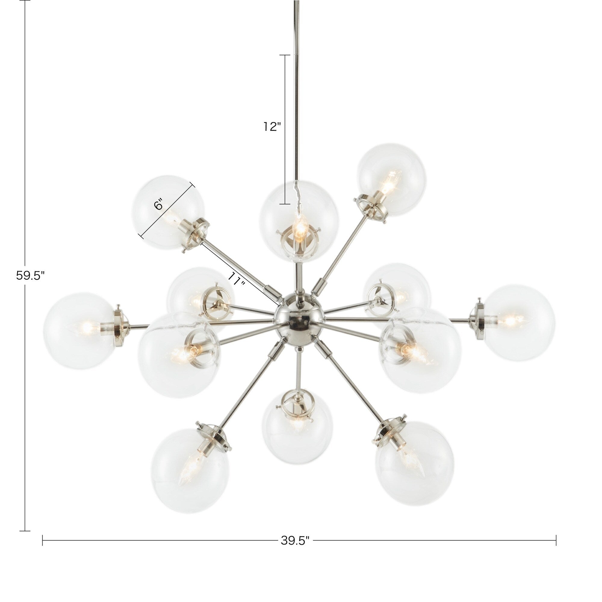 Lampadario INK+IVY Paige a 12 luci con lampadine a globo oversize