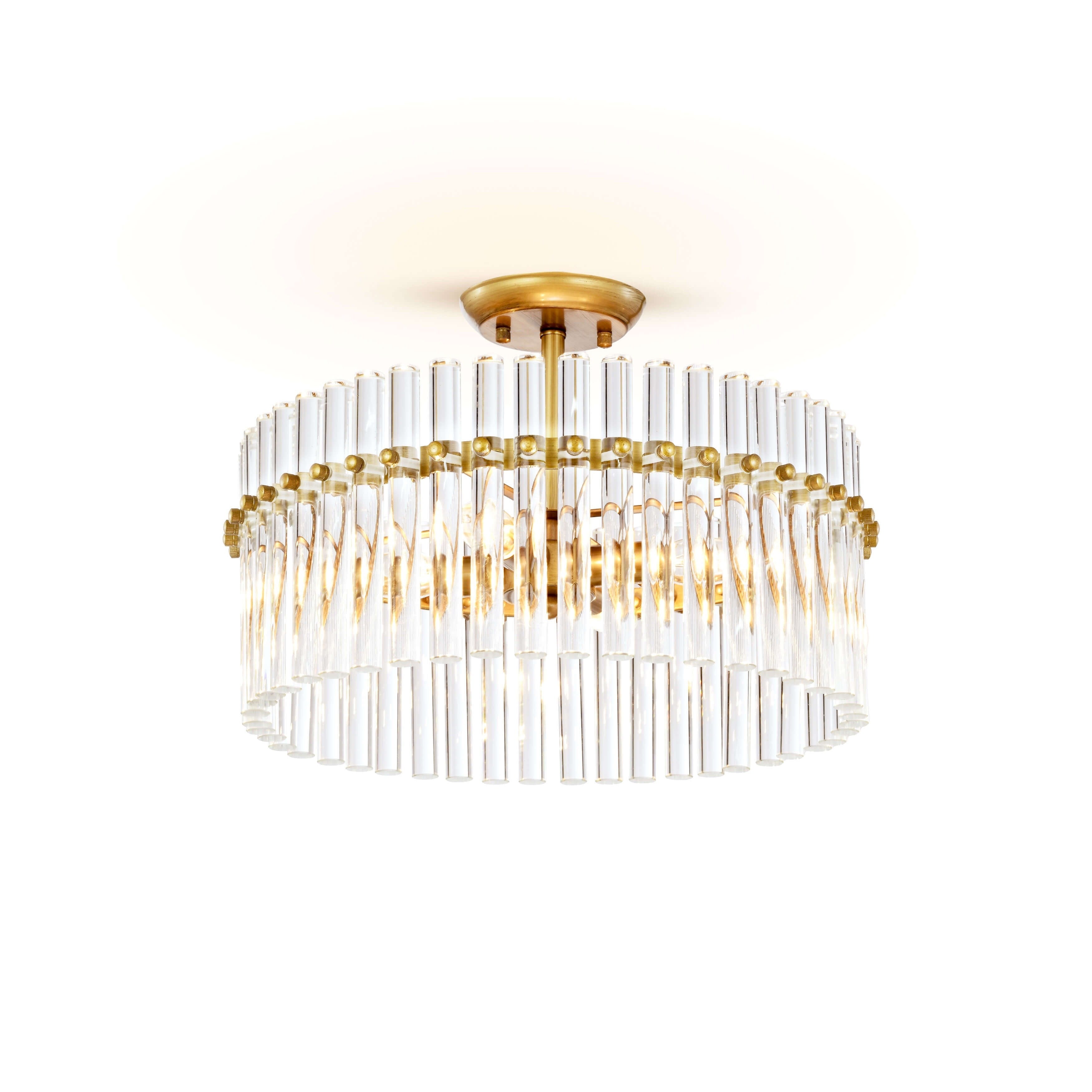 Casandra Lampada da soffitto a 4 luci in ottone spazzolato e cristallo