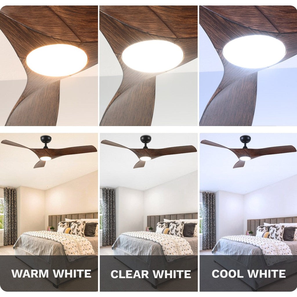 Ventilatore da soffitto, ventilatore da soffitto da 52 pollici con telecomando, LED dimmerabile, temperatura a tre colori