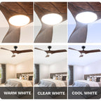Ventilatore da soffitto, ventilatore da soffitto da 52 pollici con telecomando, LED dimmerabile, temperatura a tre colori