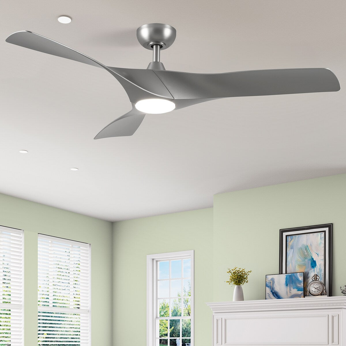 Ventilatore da soffitto, ventilatore da soffitto da 52 pollici con telecomando, LED dimmerabile, temperatura a tre colori