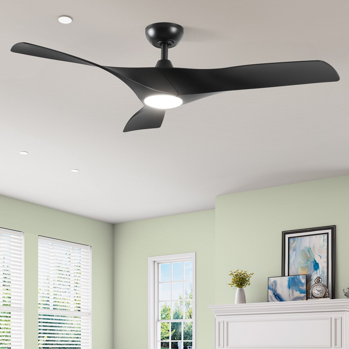 Ventilatore da soffitto, ventilatore da soffitto da 52 pollici con telecomando, LED dimmerabile, temperatura a tre colori